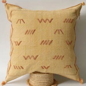 PALE YELLOW - Moroccan Cactus Silk Pillow Cover-Handmade-Handwoven (PALE YELLOW)